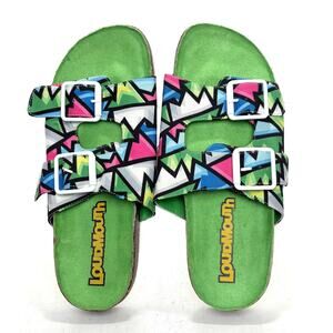 LoudMouth Size 10M Mens Baylor Sandals Slip On Slides Lime Green NWT